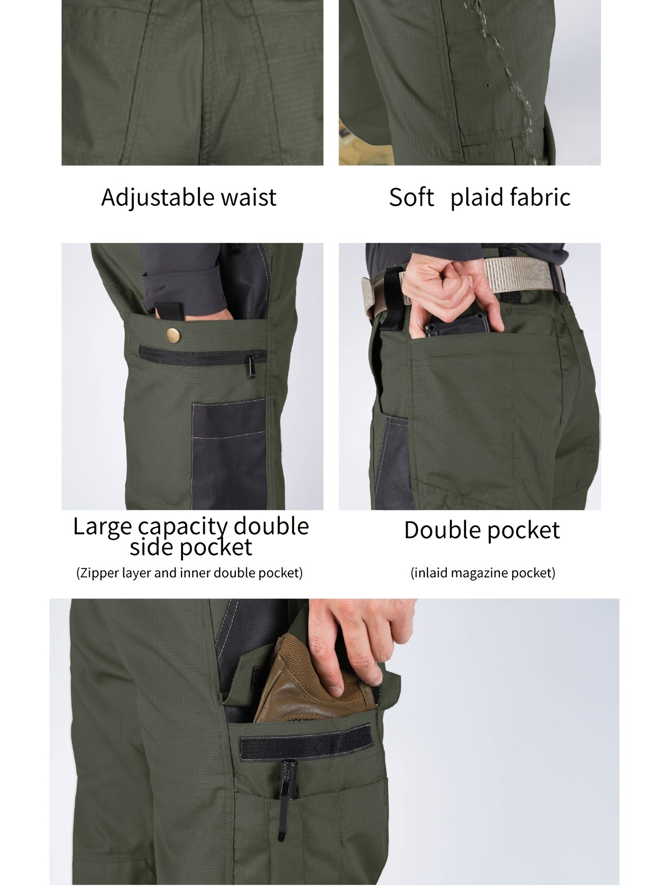 Men's Tactical Cargo Pants Quick-Dry Lightweight Hiking Pants Multi-Pocket Outdoor Work Pants for Men S-XXXL Black Grey Green