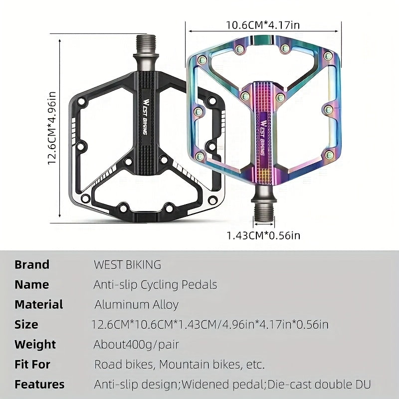 Aluminum Alloy Bicycle Pedals 1 Pair 3 Bearings Lightweight Durable Bike Pedals for Mountain Bikes Road Bikes Easy Install Hexagonal Sleeve Cycling Accessories