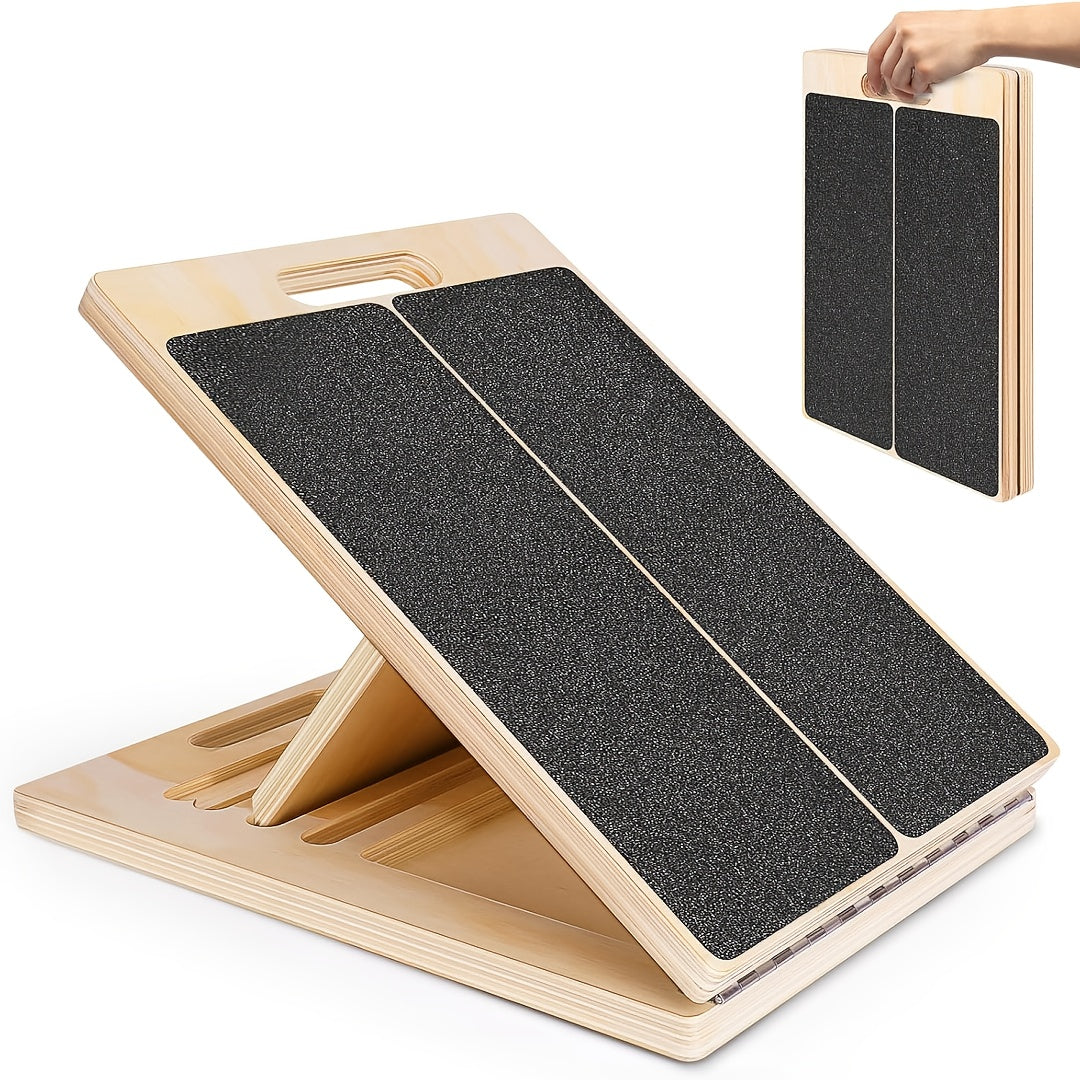 Adjustable Slant Board for Calf Stretching – Portable Wooden Incline Wedge with Non-Slip Surface for Squats, Ankle Mobility, Heel Stretch & Physical Therapy, All Fitness Levels