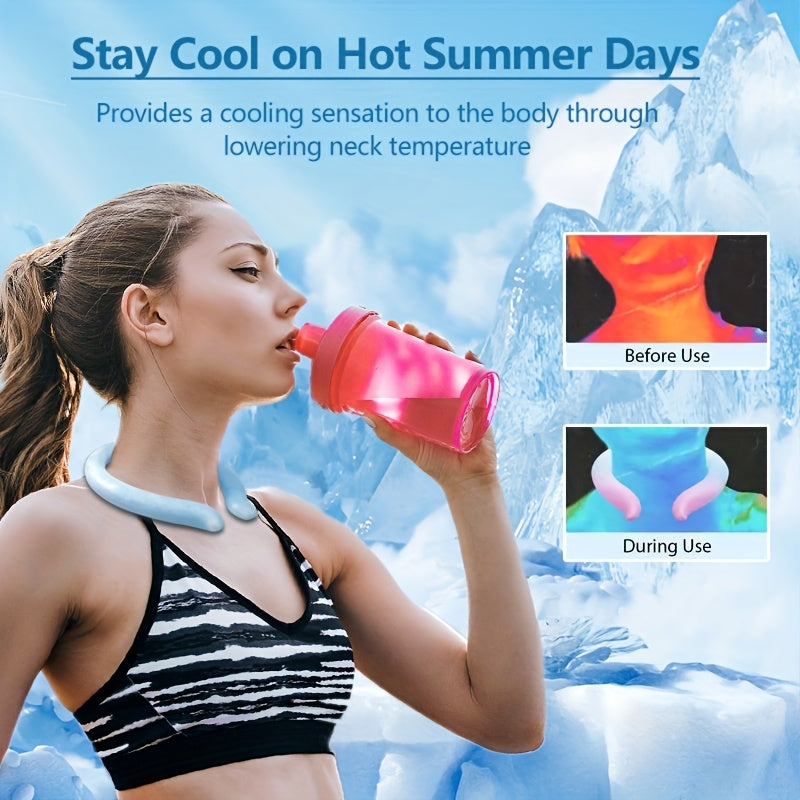Neck Cooler Ice Ring 3 Pack Wearable Cooling Tube Gel Wrap for Hot Weather Summer Heat Outdoor Workers Sports Hot Flashes Fever Freezes at 28°C Blue White Pink Green