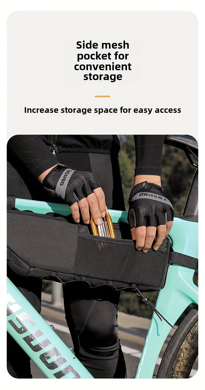 Bike Frame Bag Large Capacity Waterproof Bicycle Triangle Bag for Road Mountain Gravel Bike – Down Tube Front Beam Cycling Storage with Zipper