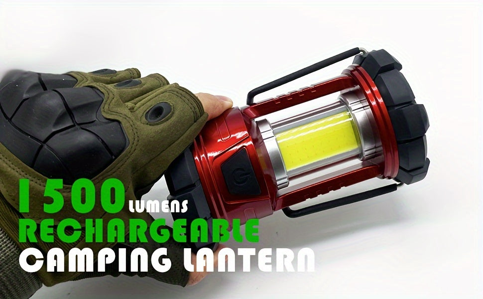 Rechargeable Camping Lantern 2-Pack – 1500LM LED Camp Light with Phone Charger 3 Light Modes Portable Hurricane Lantern for Emergency Outdoor Power Outage