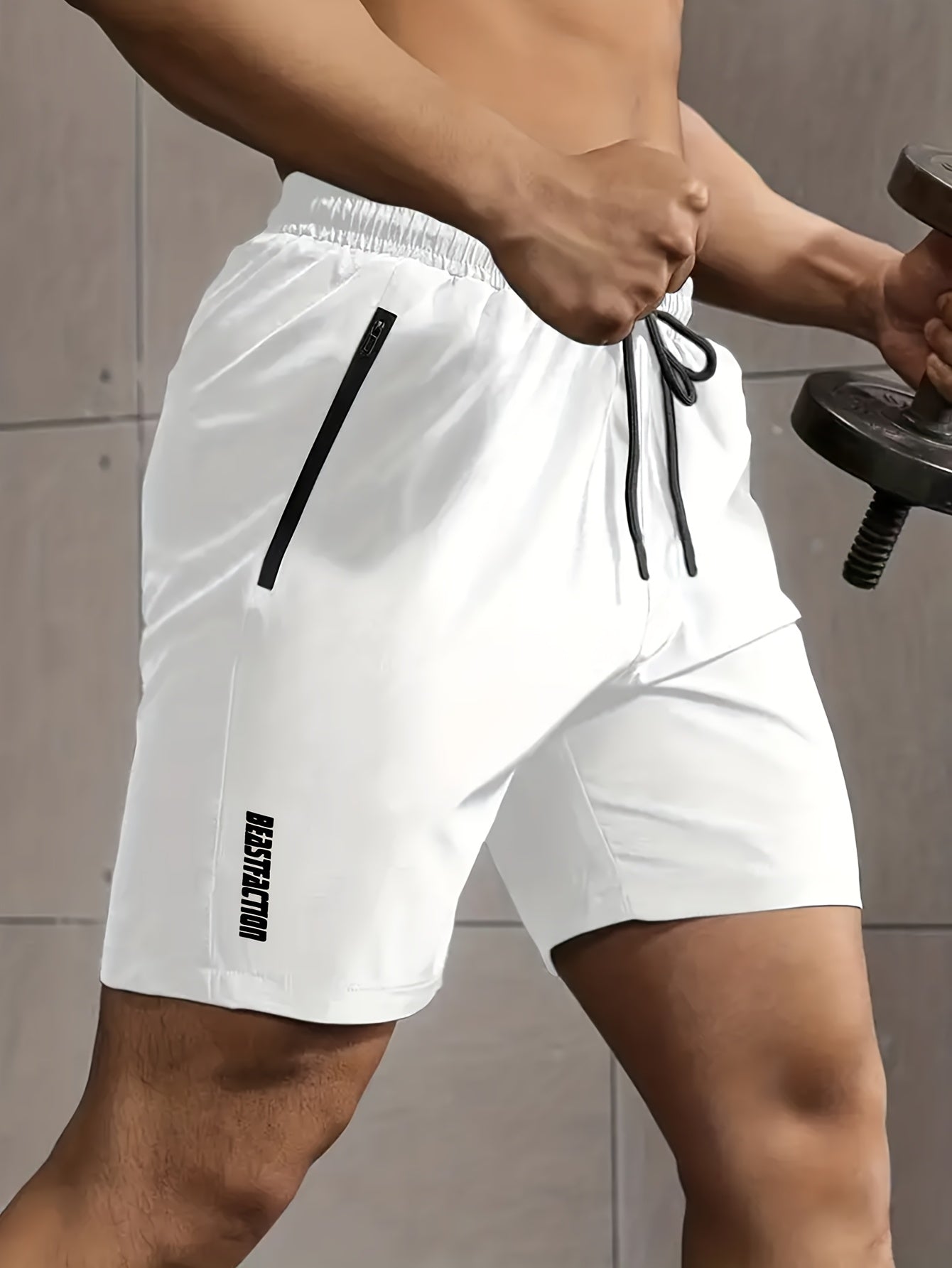 Men's Athletic Shorts 3-Pack with Zippered Pockets – Lightweight Polyester Gym Shorts, Elastic Drawstring Waist for Summer Fitness, Sports, Beach & Casual Outdoor Wear