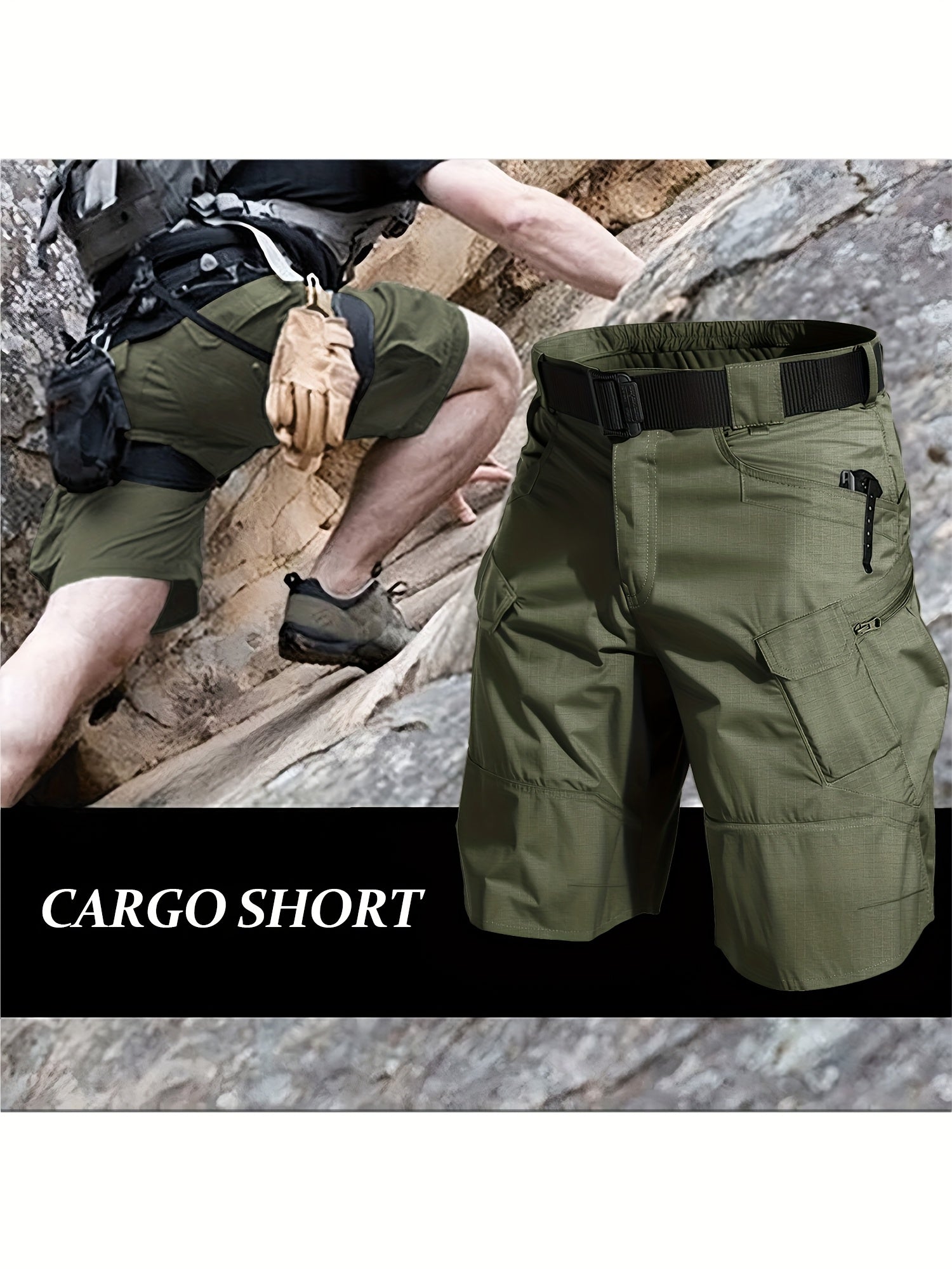 Men's Cargo Shorts Breathable Quick Dry Tactical Work Shorts Multi-Pocket S-XXXL – Outdoor Hiking Fishing Camping Military Style Shorts for Men Black Khaki Grey Green
