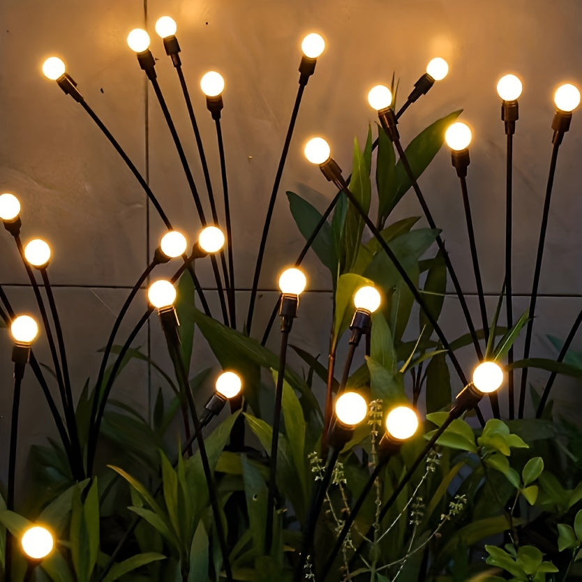Solar Garden Lights Outdoor Waterproof IP65 LED Firefly Ground Stake Lights 8 Lumens Warm White Solar Lawn Lights for Yard Patio Pathway Landscape Decoration 2 Pack