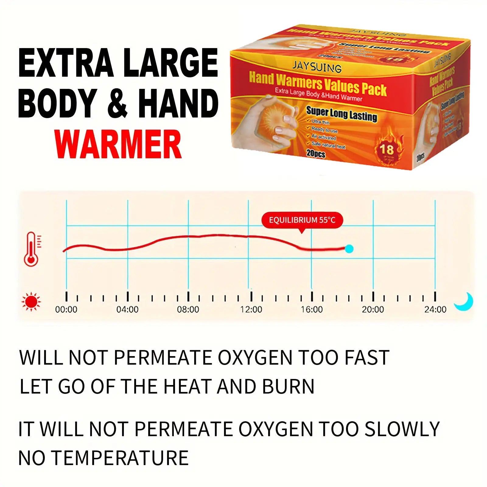 Hand Warmers 20 Pack – 10-Hour Lasting Heat, Odorless Disposable Warmers for Outdoor Activities, Camping, Hunting, Skiing, Travel & Cold Weather Baby Use