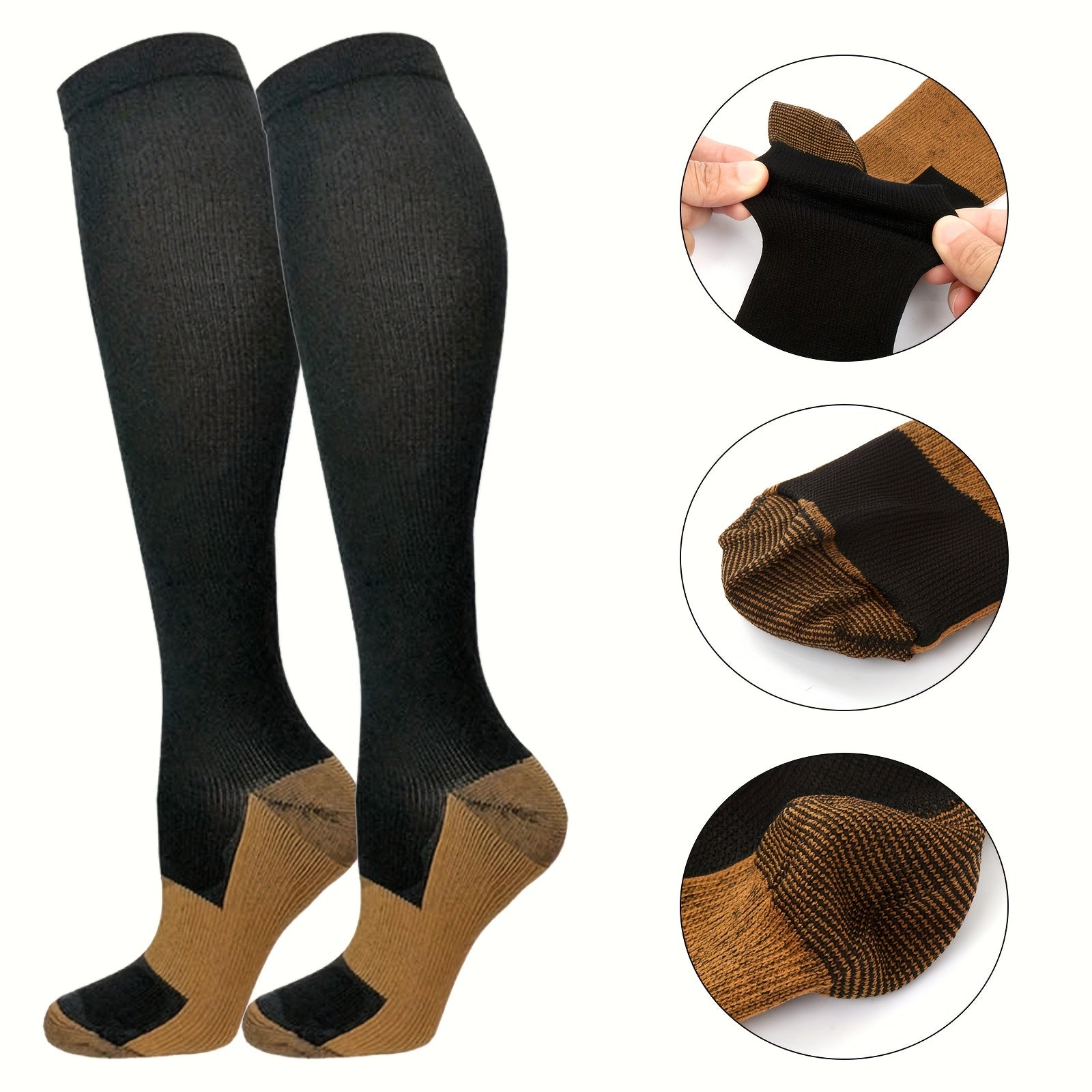 10 Pairs Copper Compression Socks Knee High for Women & Men – Circulation Support for Running Hiking Travel Daily Wear S-XXL