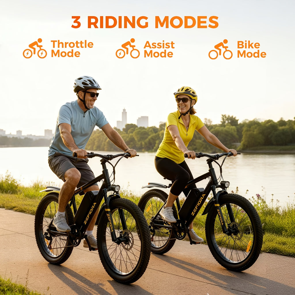 Electric Mountain Bike for Adults 26 Inch 25MPH E-Bike with 48V Removable Battery Shimano 7-Speed 3 Riding Modes Front Suspension - Electric Bicycle with Optional Lock & Phone Mount