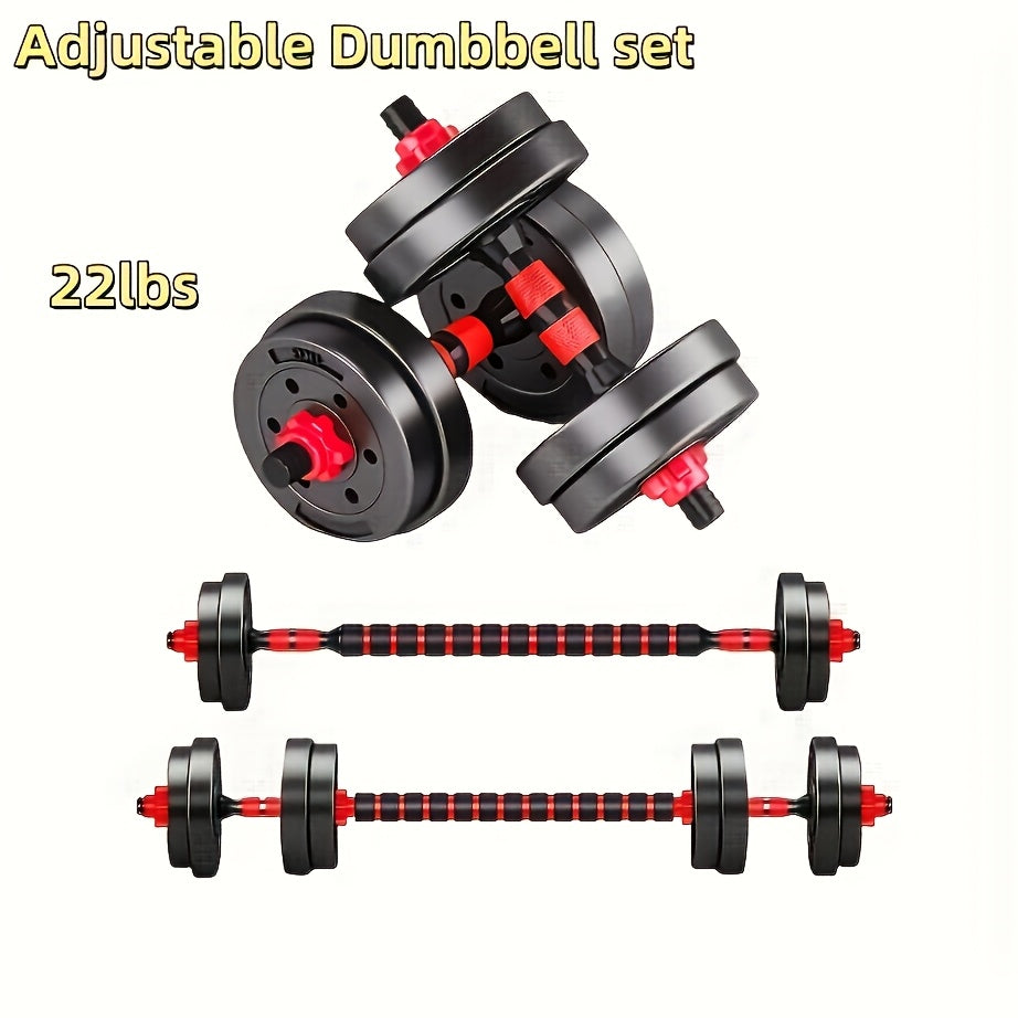 Quick-Adjust Dumbbell Set 22 & 44 LB – 3-in-1 Space-Saving Free Weights for Home Gym, Full Body Strength Training for Men & Women, Compact Apartment Fitness Equipment