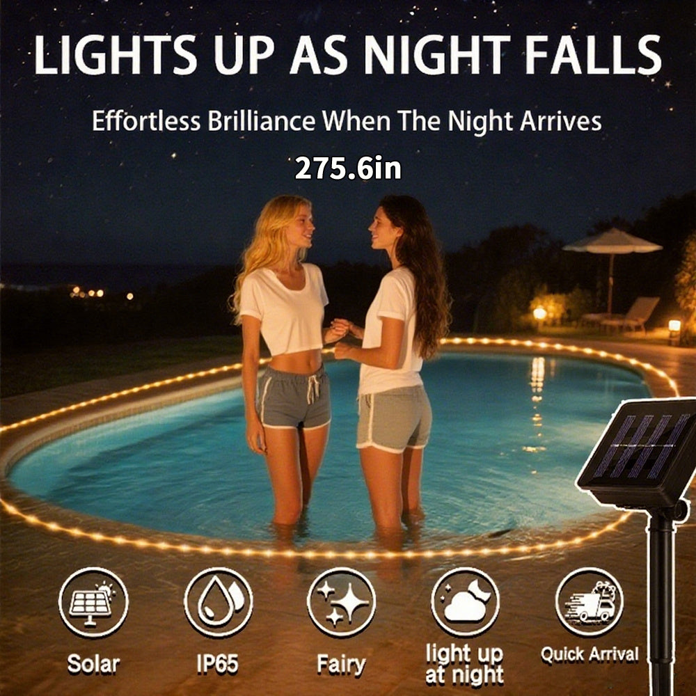 Solar Pool Lights Waterproof LED Rope Lights for Swimming Pool - Auto Brighten at Night - Submersible Garden Decorative String Lights - Holiday Ambient Outdoor Lighting Warm White Cool White Multicolor