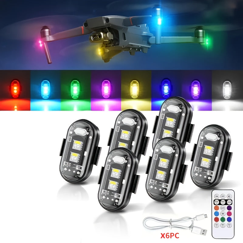 LED Bike Lights 8-Color Remote Control USB Rechargeable High Brightness Mini LED Lights for Bicycle Motorcycle Car Drone 2 4 6 8 Pack Gift for Riders