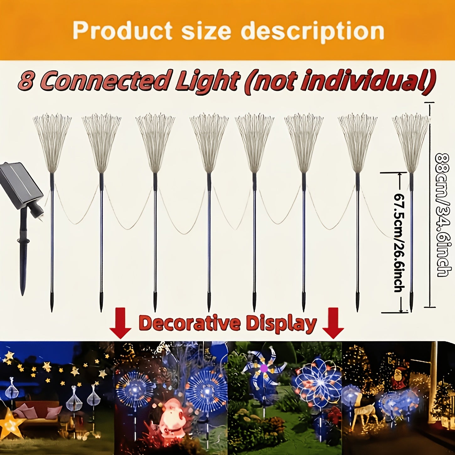 Solar Firework Lights Outdoor 8-Pack – 480 LED, IP65 Waterproof, 8 Lighting Modes, Solar Powered Stake Lights for Garden, Lawn, Pathway & Patio | Christmas, Halloween & Holiday Decor