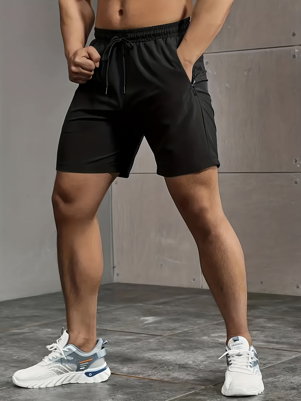 Men's Athletic Shorts 3-Pack with Zippered Pockets – Lightweight Polyester Gym Shorts, Elastic Drawstring Waist for Summer Fitness, Sports, Beach & Casual Outdoor Wear
