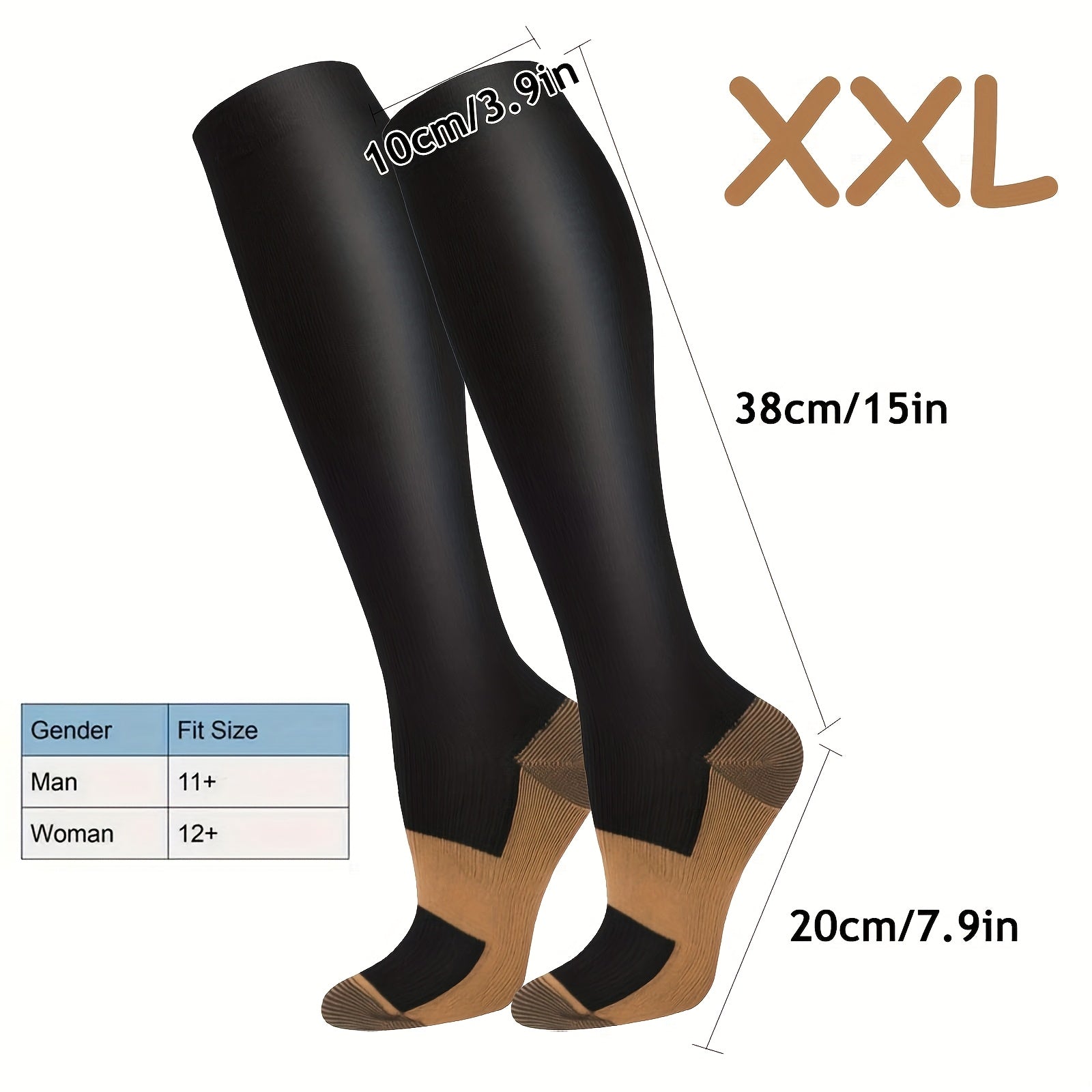 10 Pairs Copper Compression Socks Knee High for Women & Men – Circulation Support for Running Hiking Travel Daily Wear S-XXL