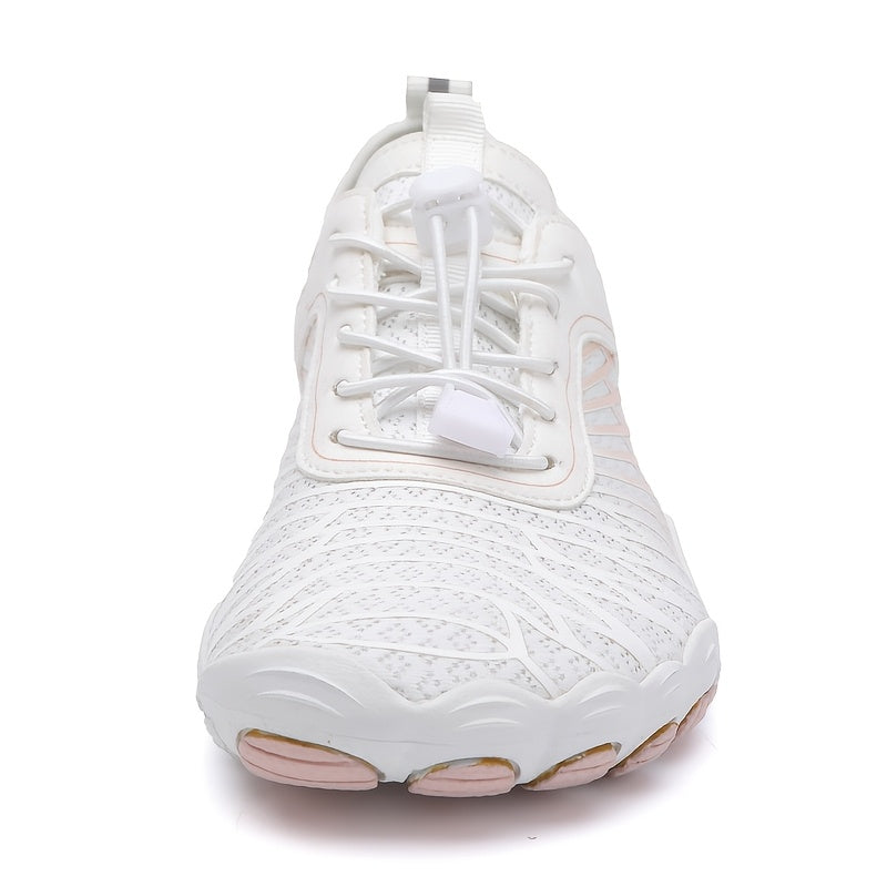 Women's Barefoot Shoes Wide Toe Box Non-Slip Breathable Lightweight - Water Shoes for Beach Pool Swim Hiking Walking, Sizes US 6-11, White Black Pink