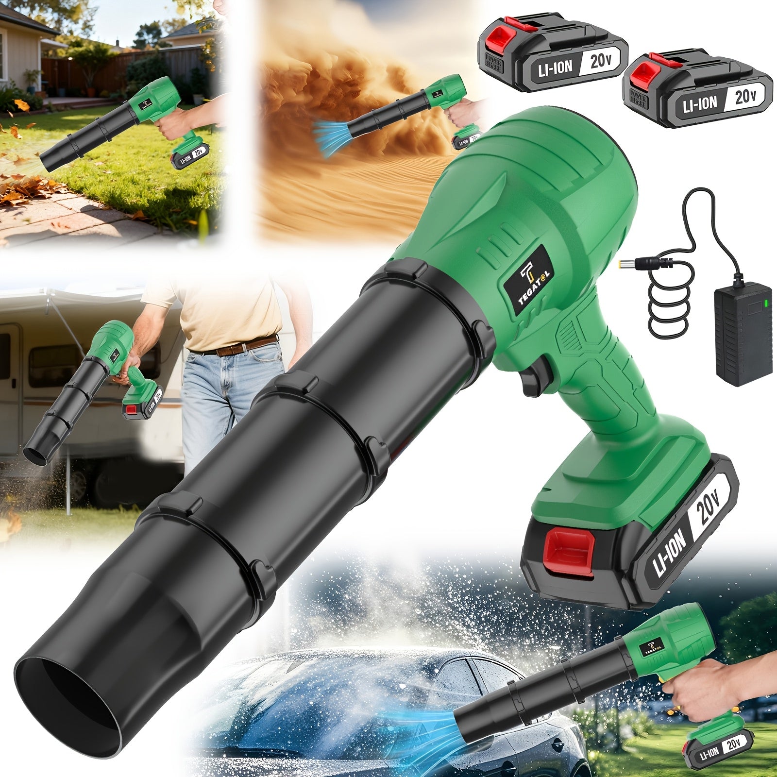 Cordless Leaf Blower 20V 20000RPM – Electric Handheld Blower with Battery & Nozzle for Leaves Dust Snow Car Drying Patio Garage Yard Cleanup – 2.0AH & 4.0AH Kit Options