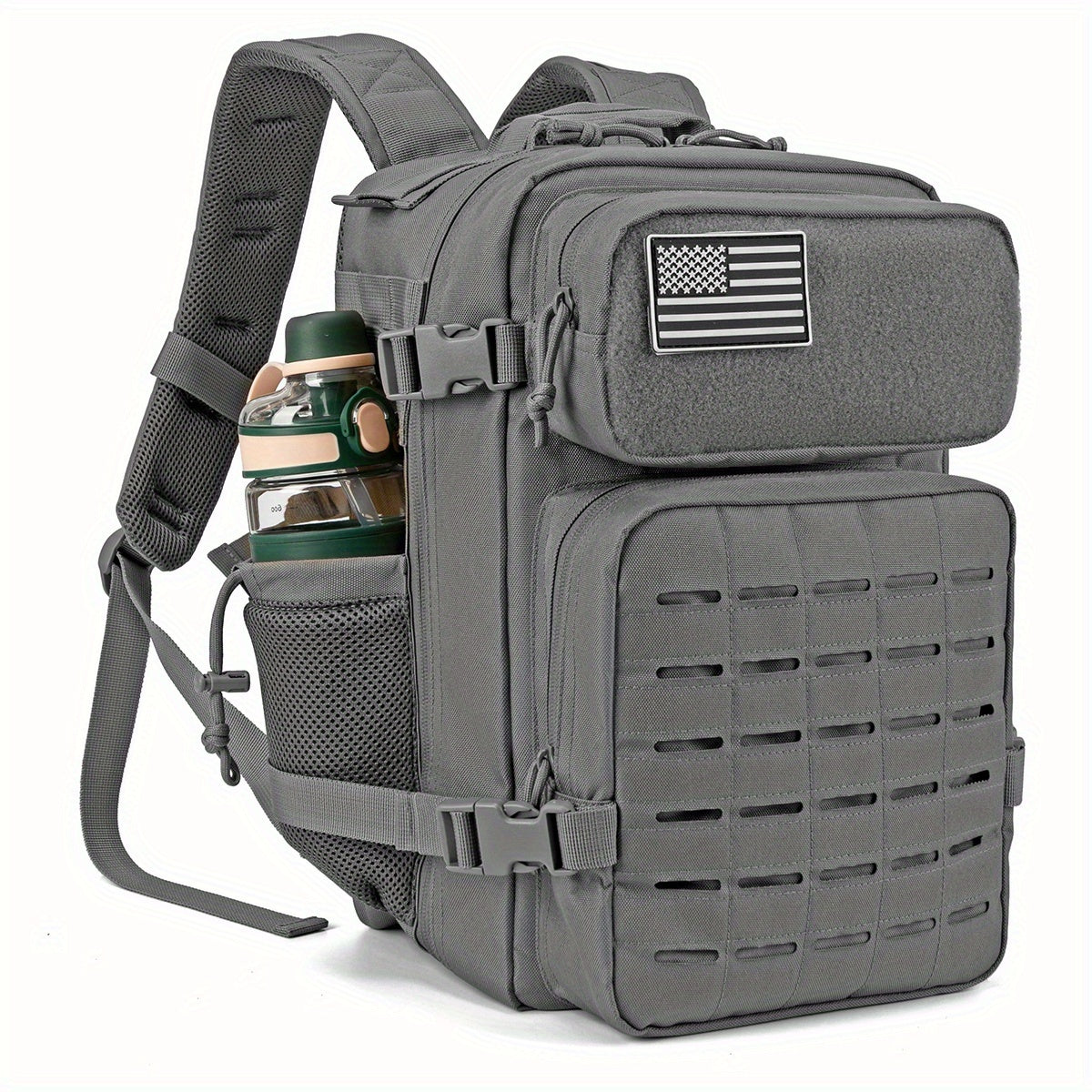 Tactical MOLLE Backpack 6.6 Gal – 180° Flat Open Hiking Camping Daypack with Laptop Compartment & Dual Cup Holders, Heavy-Duty Gym Sports Travel Bag | 9 Colors