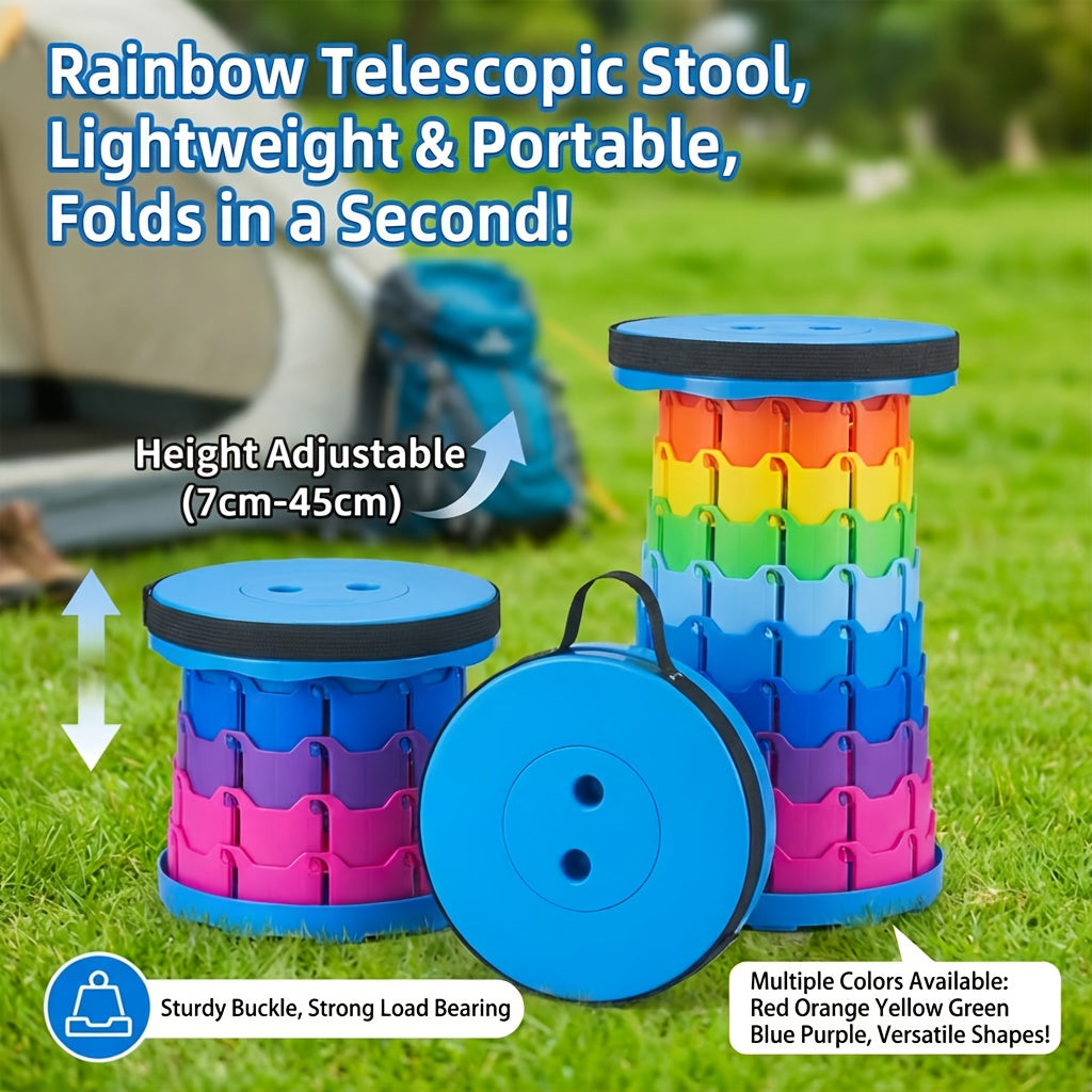 Portable Folding Stool 2 Pack 400 Lbs Capacity Collapsible Lightweight Seat – Camping Fishing Hiking BBQ Kitchen Indoor Outdoor Rainbow Gift