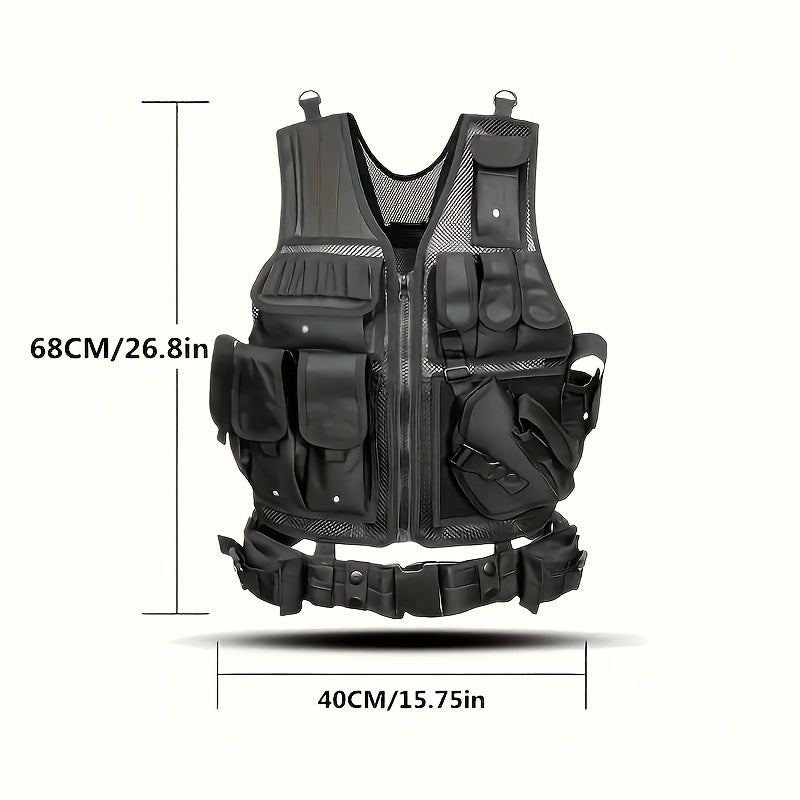 Quick Release Multi-Functional Breathable Outdoor Vest – Camping Hiking Fishing Training Black Khaki Military Green