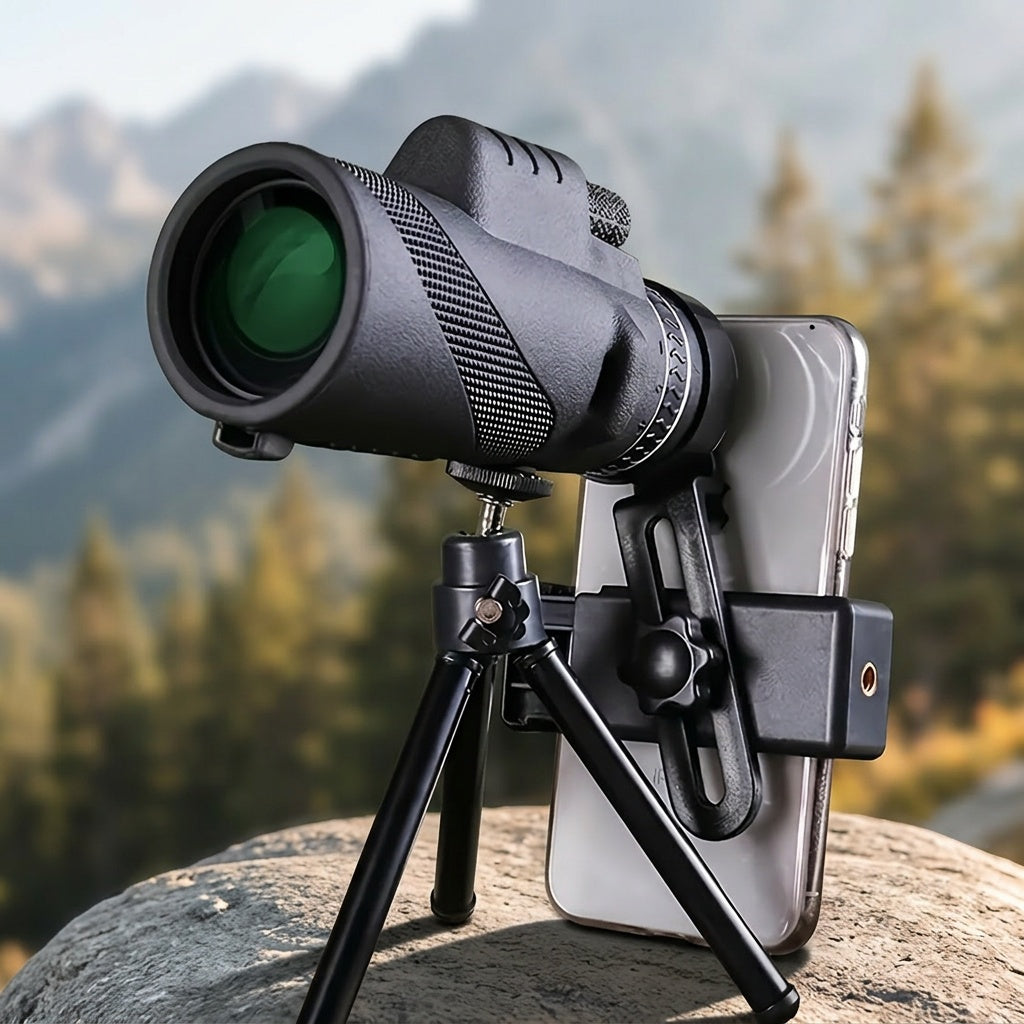 10x42 Monocular Telescope with Phone Adapter & Tripod HD FMC Lens Compact Portable Scope for Bird Watching Wildlife Hiking Camping Concerts Sports