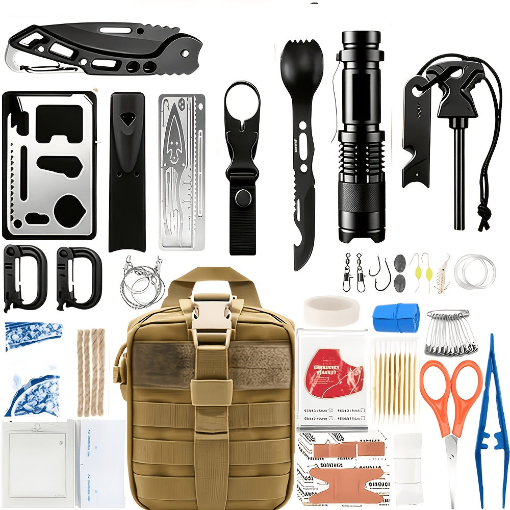 242-Piece Survival Kit for Camping Hiking Outdoor Emergencies Complete First Aid Survival Gear Set with Flint Fire Starter for Travel Car Home Bug Out Bag Gift for Men Women
