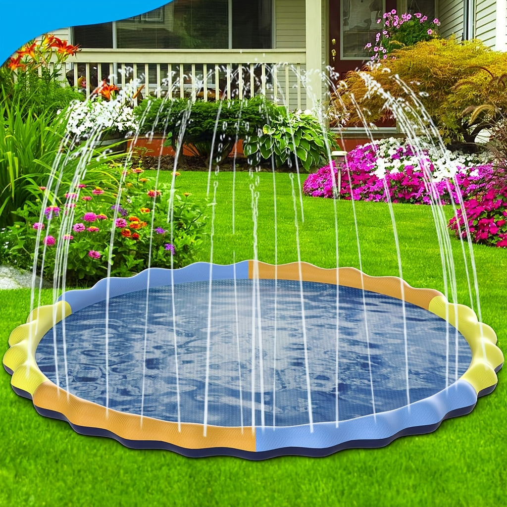 Splash Pad for Kids & Dogs Extra Large Non-Slip Outdoor Water Sprinkler Mat - 90.5" or 124" Thickened PVC Backyard Water Toy for Toddlers, Children & Pets Summer Backyard Fun