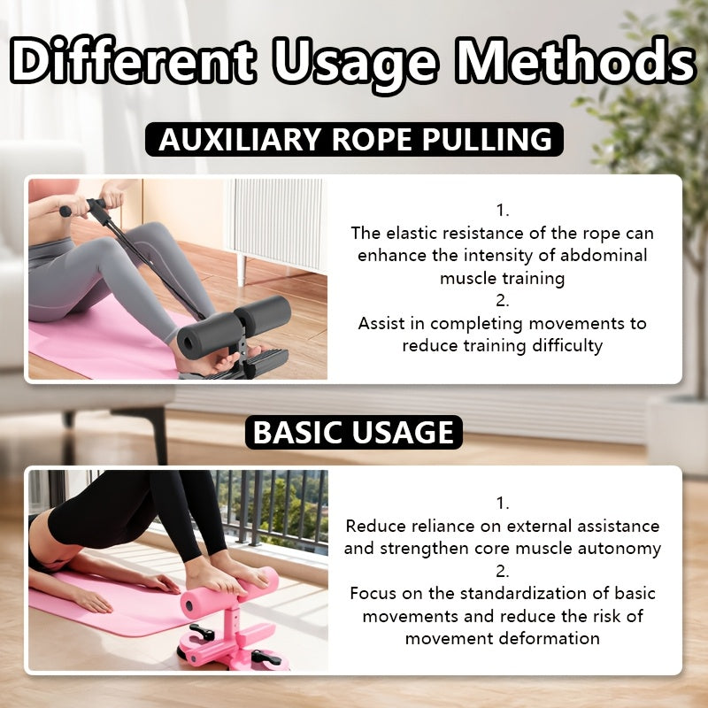 Sit Up Bar Portable Adjustable 3-Section with Dual Suction Cups & Resistance Bands - Lightweight Home Gym Ab Workout Equipment for Small Spaces, Core Strength Training
