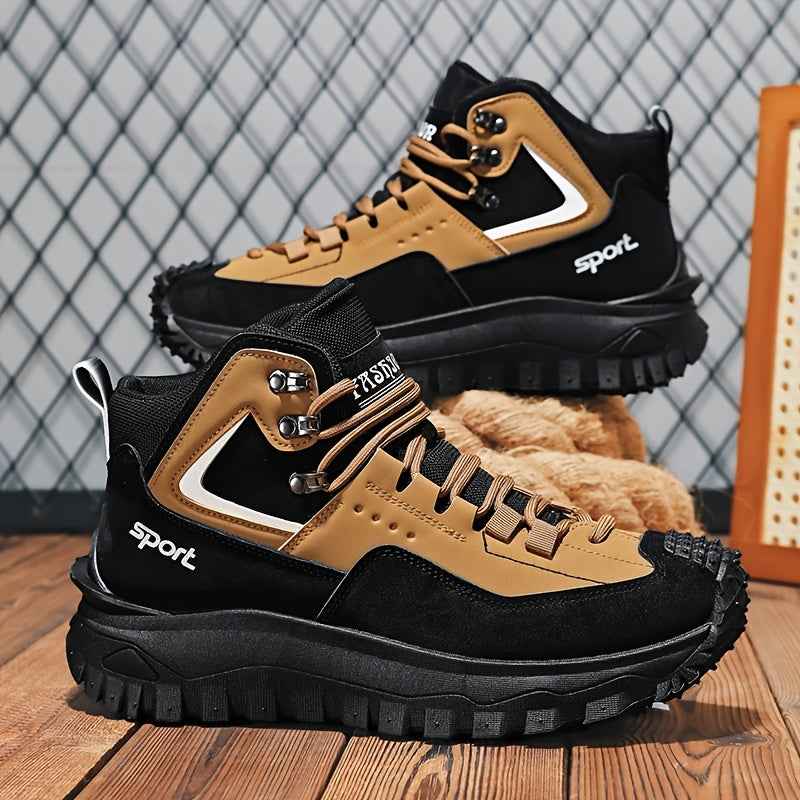 Men's Walking Shoes Color Block Anti-Slip Wear-Resistant PU Upper - Lightweight Casual Street Sport Sneakers for Outdoor Travel, Sizes US 7-12.5