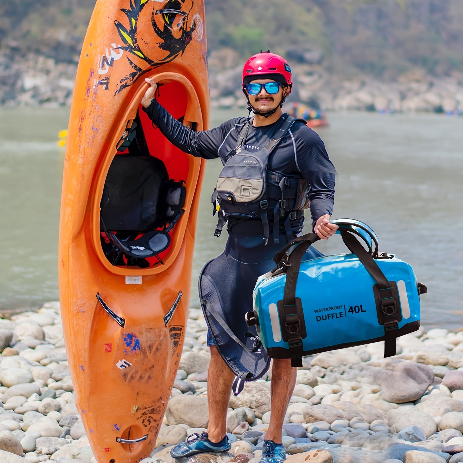 Dry Bag Backpack Waterproof 40L 60L Roll Top Sack for Kayaking Camping Surfing Paddle Board Boating Men Women Blue Orange Yellow