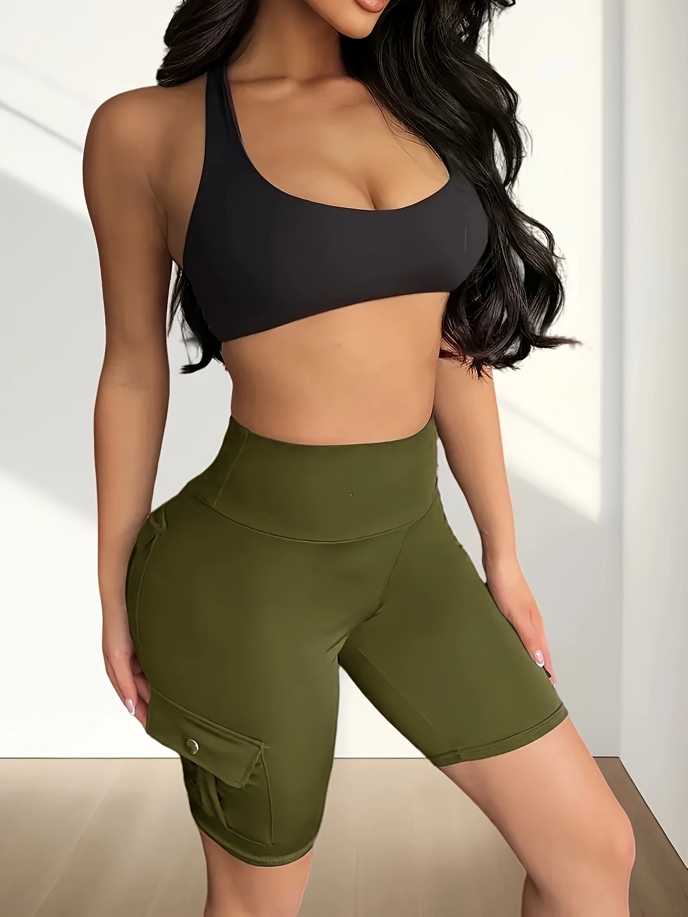 High Waist Yoga Shorts for Women with Pocket Athletic Sports Workout Running Shorts Soft Stretch S-XXL