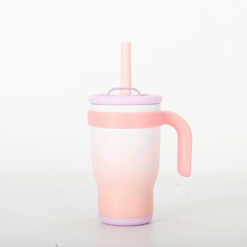14oz Insulated Coffee Mug with Handle and Straw Double Wall Stainless Steel Tumbler Silicone Boot Sleeve Splash Proof Lid Fits Cup Holders for Women Office Yoga Gym Car 8 Colors