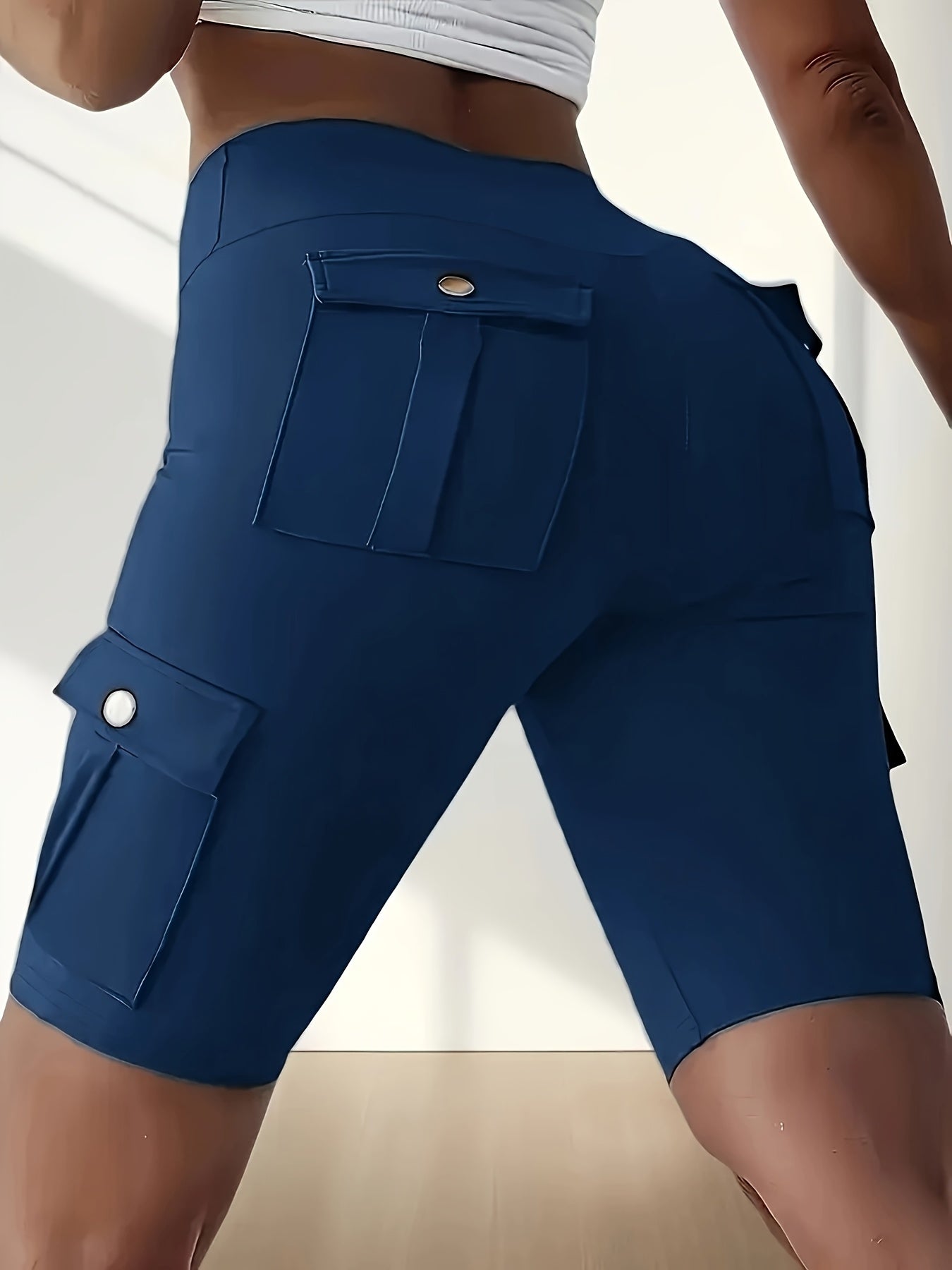 High Waist Yoga Shorts for Women with Pocket Athletic Sports Workout Running Shorts Soft Stretch S-XXL