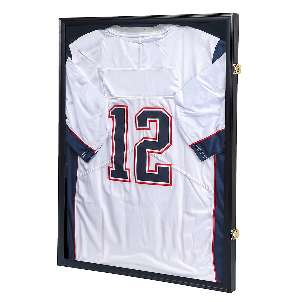 Jersey Display Frame Case Lockable Shadow Box UV Protection Matte Black – Baseball Basketball Football Soccer Hockey Sports Shirt Memorabilia