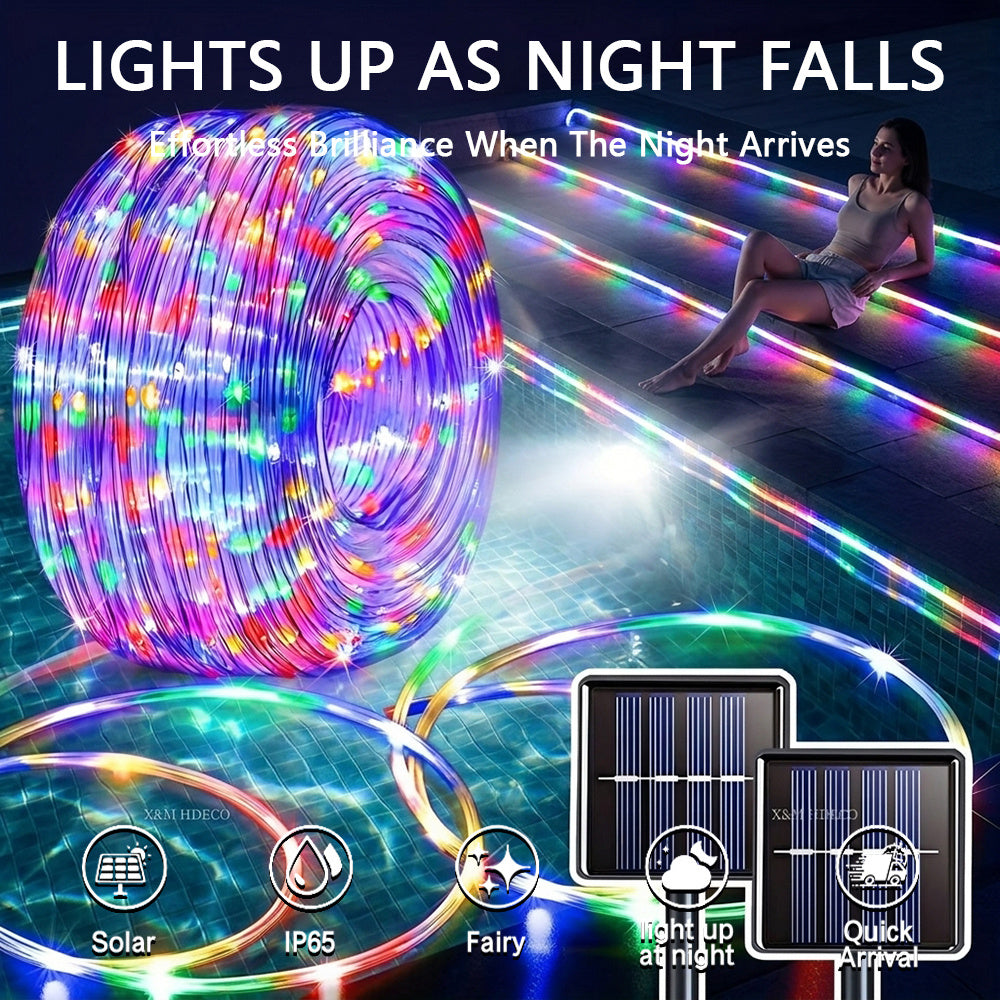 Solar LED Color Changing Light Strip Submersible Pool Lights – Outdoor String Lights for Patio Garden Fence Holiday Party Decor RGB Pure White Warm White Ocean Blue Multiple Lengths