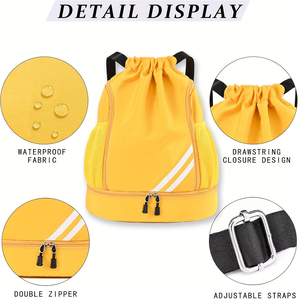 Drawstring Sports Backpack Gym Bag Lightweight for Men & Women – Basketball, Yoga & Fitness Bag with Shoulder Strap, Polyester Lining & Drawstring Pouch
