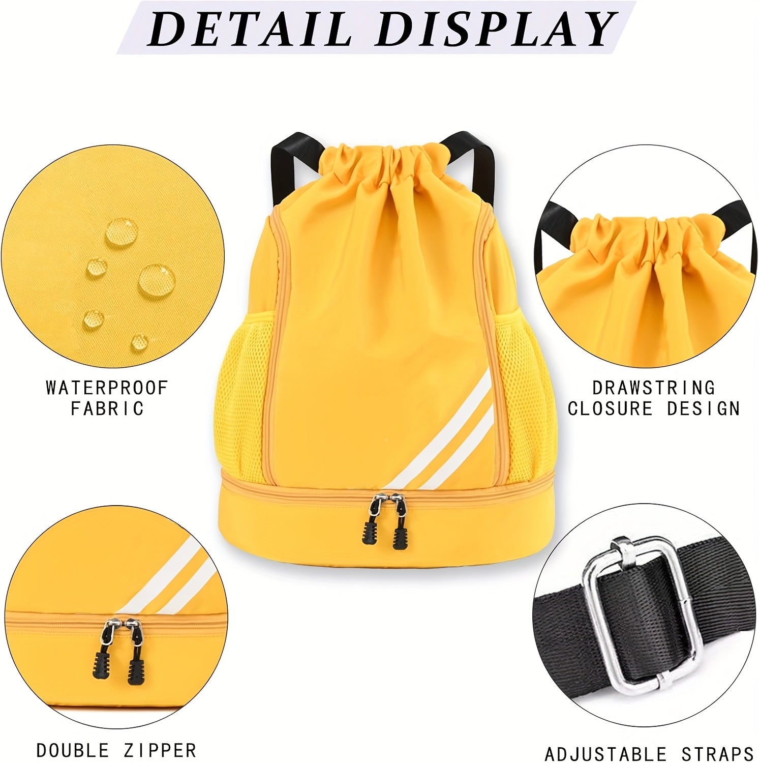 Drawstring Sports Backpack Gym Bag Lightweight for Men & Women – Basketball, Yoga & Fitness Bag with Shoulder Strap, Polyester Lining & Drawstring Pouch