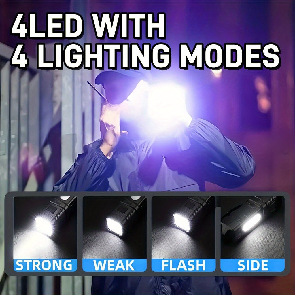 1000 Lumen Tactical Flashlight & Pocket Knife 2-Piece Survival Set – USB Rechargeable 250M Beam 4-Mode Aluminum Flashlight + Clip Knife for Camping Hiking Fishing Emergency EDC