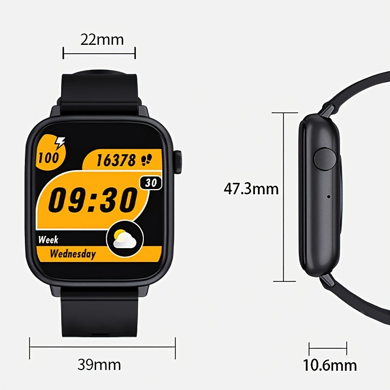 Smart Watch Men Women 1.83 Inch Full Touch Screen Wireless Calls Pedometer Fitness Tracker IP68 Waterproof iPhone Android Black Pink Silver