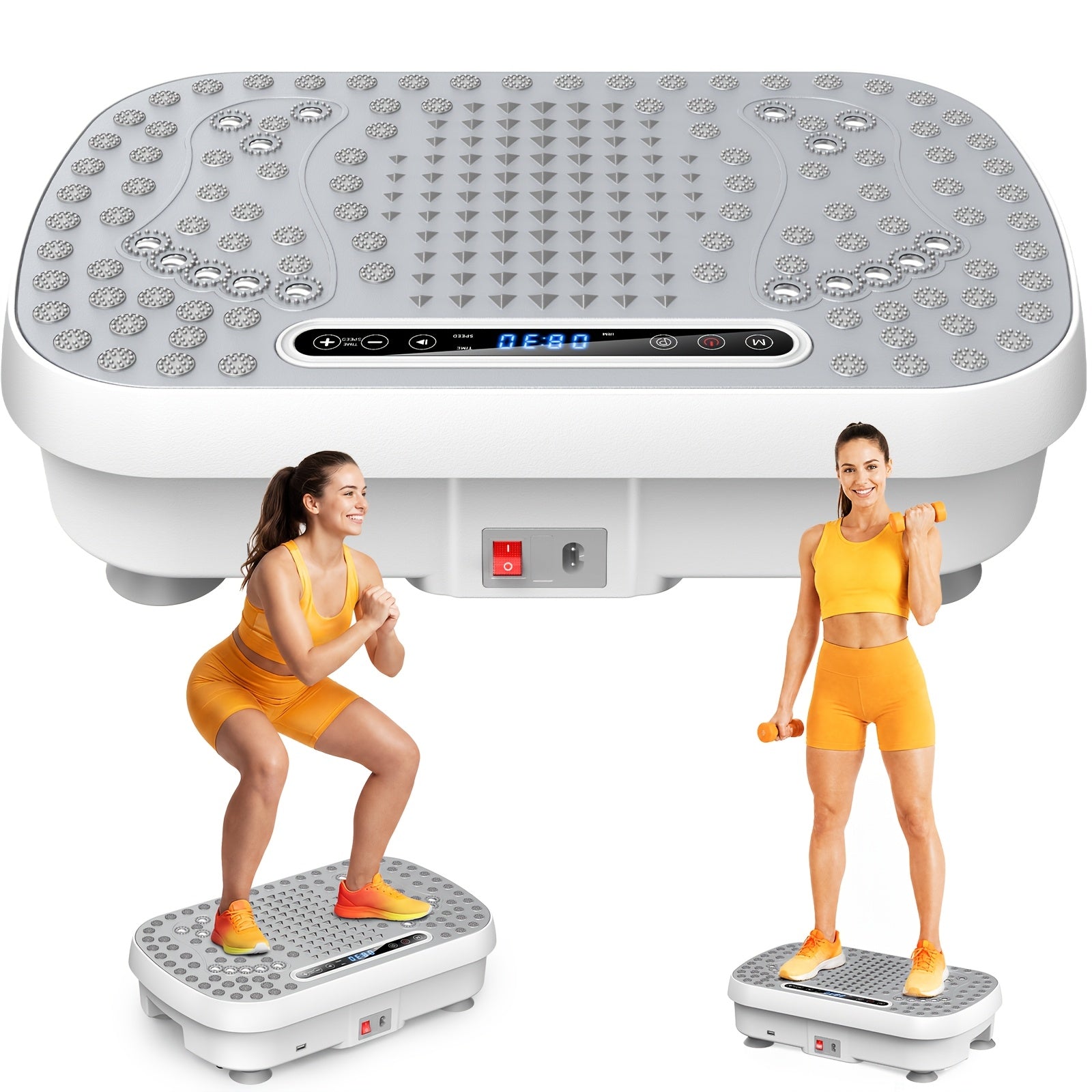 Vibration Plate Whole Body Workout Machine – Silent Motor Adjustable Speed Lymphatic Drainage Fitness Platform Home Gym White Black