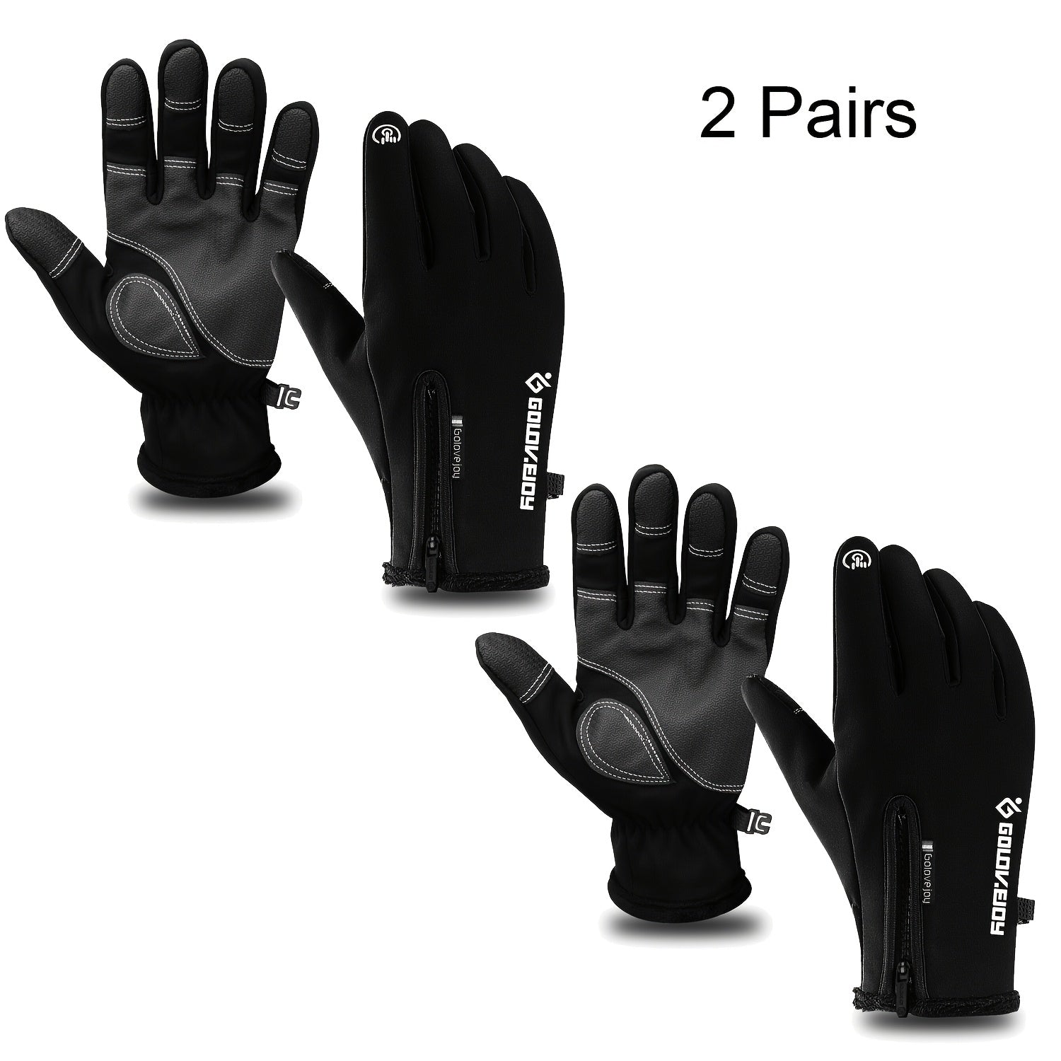 Outdoor Winter Gloves 2 Pairs Windproof Full Finger Slip Resistant Warm Knit Gloves for Cycling Skiing Riding Cold Weather Sports S-XXL