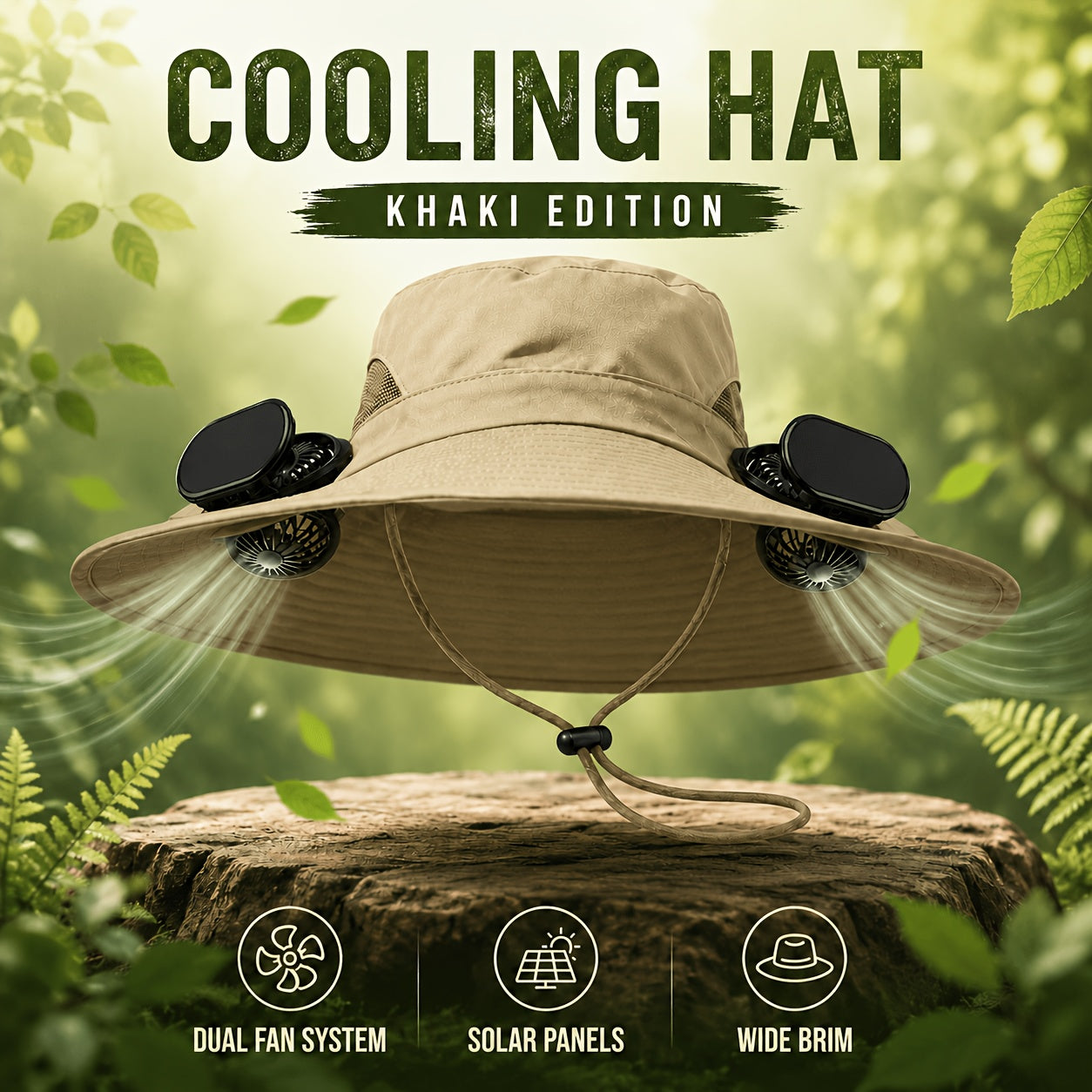 Solar Fan Hat with Built-In Cooling Fans – Breathable Wide Brim Sun Hat for Men & Women, Adjustable Speed for Hiking, Fishing, Gardening & Outdoor Summer Activities