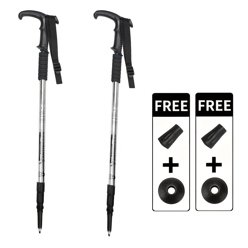 Trekking Poles 2 Pack Aluminum Alloy Adjustable Collapsible Hiking Poles Lightweight Walking Sticks for Men Women Hiking Backpacking Mountaineering Trail Walking Silver Blue Red