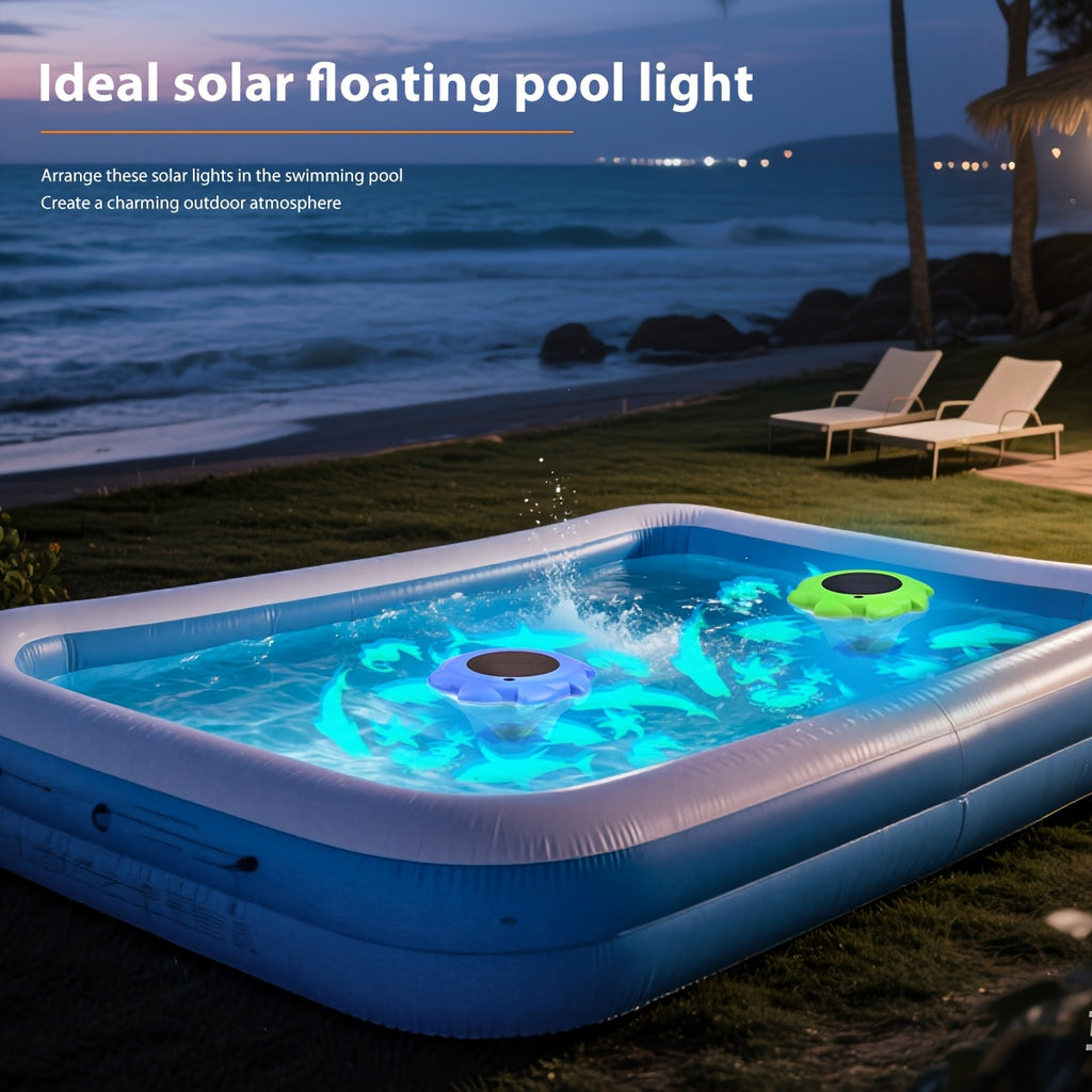 Solar Floating Pool Lights IP68 Waterproof with Multiple Dynamic Modes, Underwater LED Light for Swimming Pool Pond Fish Tank Bathtub, Colorful Solar Powered Pool Decoration for Party Ambiance