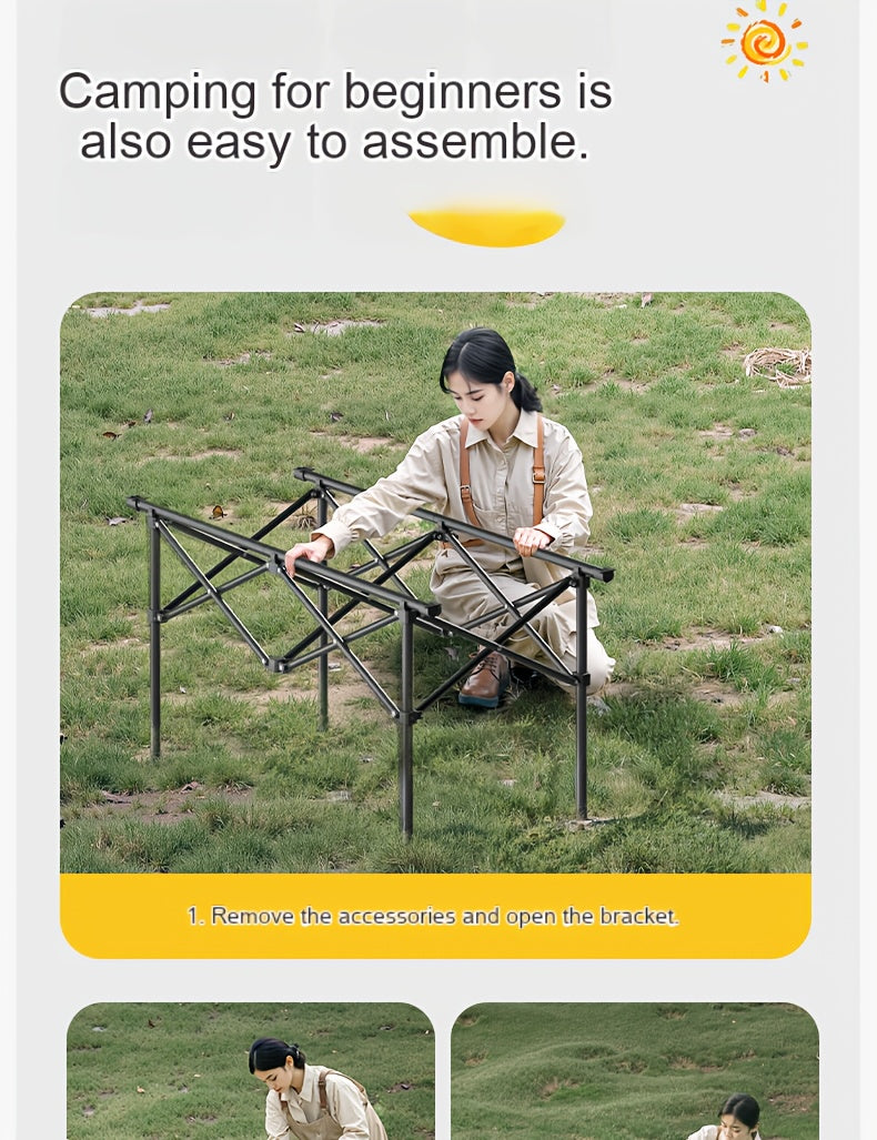 Portable Camping Picnic Table with Carry Bag – Foldable Roll-Up Outdoor Table for Beach, Backyard, Barbecue, Patio & Picnic