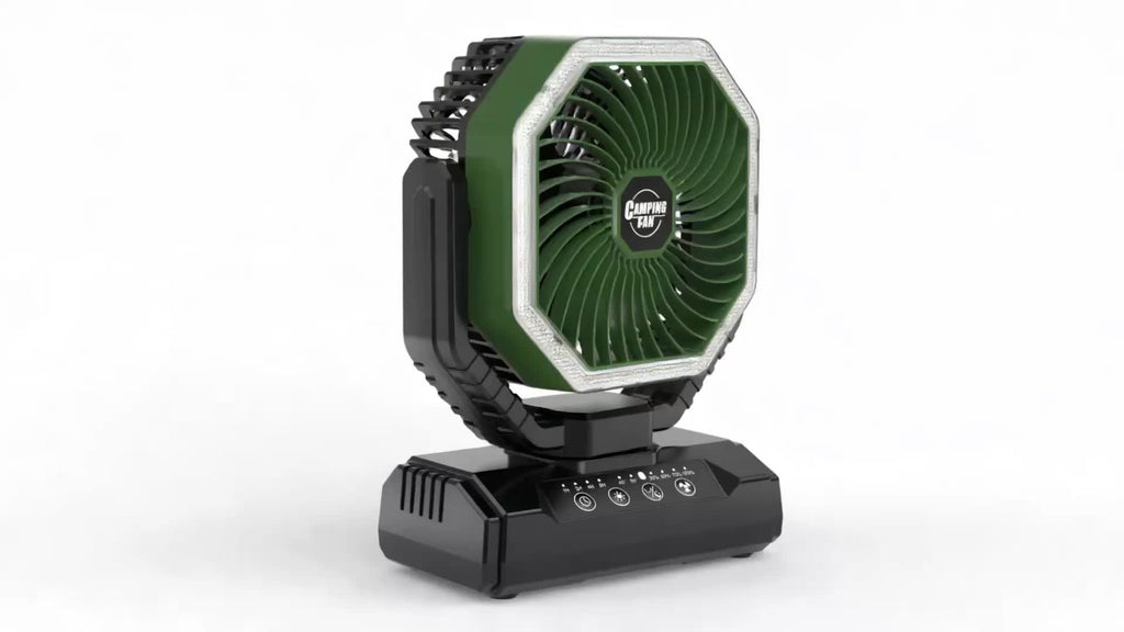 20000mAh Portable Camping Fan 180° Oscillating 4-Speed Brushless Motor LED Light 22-26H Battery USB Rechargeable for Camping Hiking Picnic Emergency Gray Pink Green Black Orange