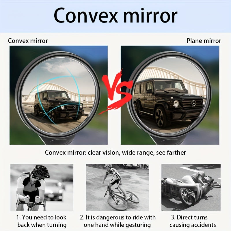 Bicycle Rearview Mirror with Built-In Bell – 360° Rotatable Handlebar Mount, Wide-Angle Convex Lens & Shatterproof Glass for Road & Mountain Bikes, Single or 4pcs Set