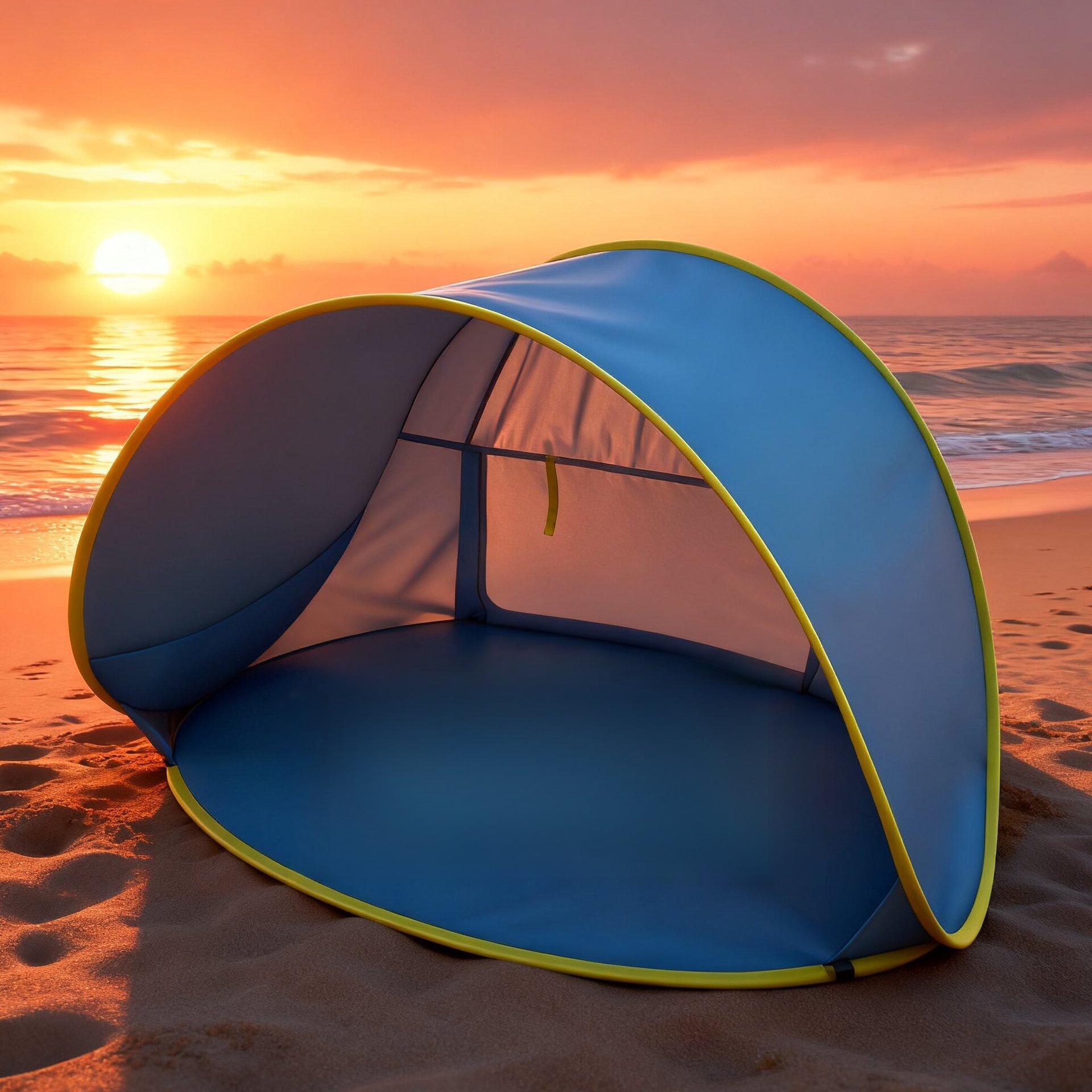 Pop-Up Beach Tent with UV Sun Protection – Portable Quick Setup Sun Shade Shelter for Beach Camping Hiking Travel Family Outings Optional Beach Mat Bundle Blue Pink