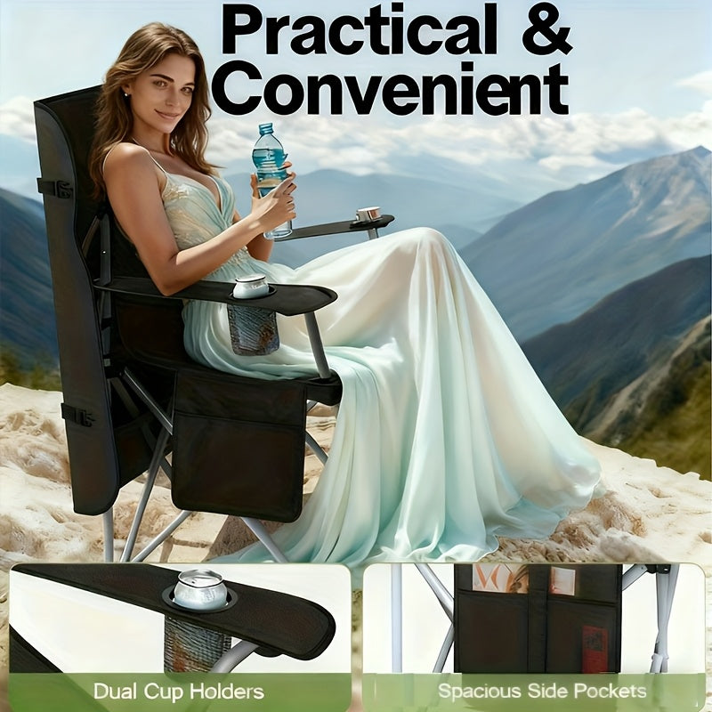 Oxford Canopy Camping Chair 600D Portable Folding – Durable Sunshade Seat for Beach, Picnic, Fishing, Sports Events & Backyard | Black, Red, Blue, Green