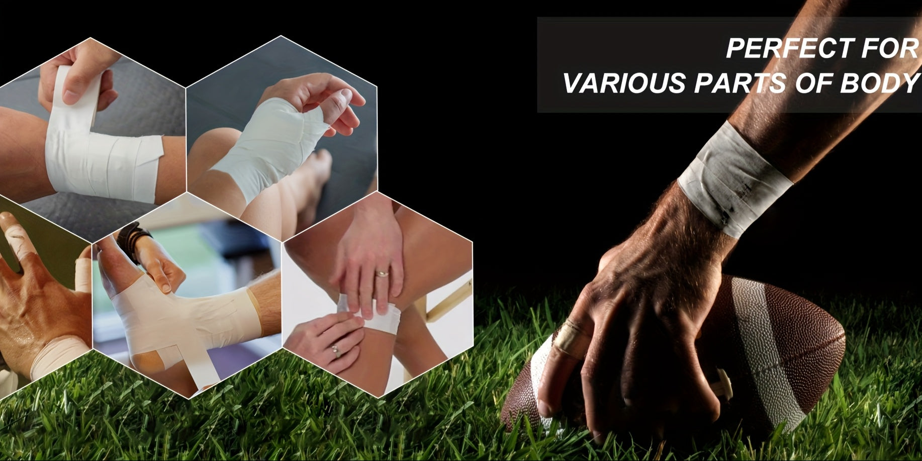 Athletic Sports Tape 4 Rolls 45ft Each – High-Adhesion Finger Ankle Wrist Joint Support Tape for Athletes Trainers Baseball Bat Grip Hockey Stick Wrap Basketball Football Volleyball Martial Arts Gym Weightlifting Black White Dark Blue