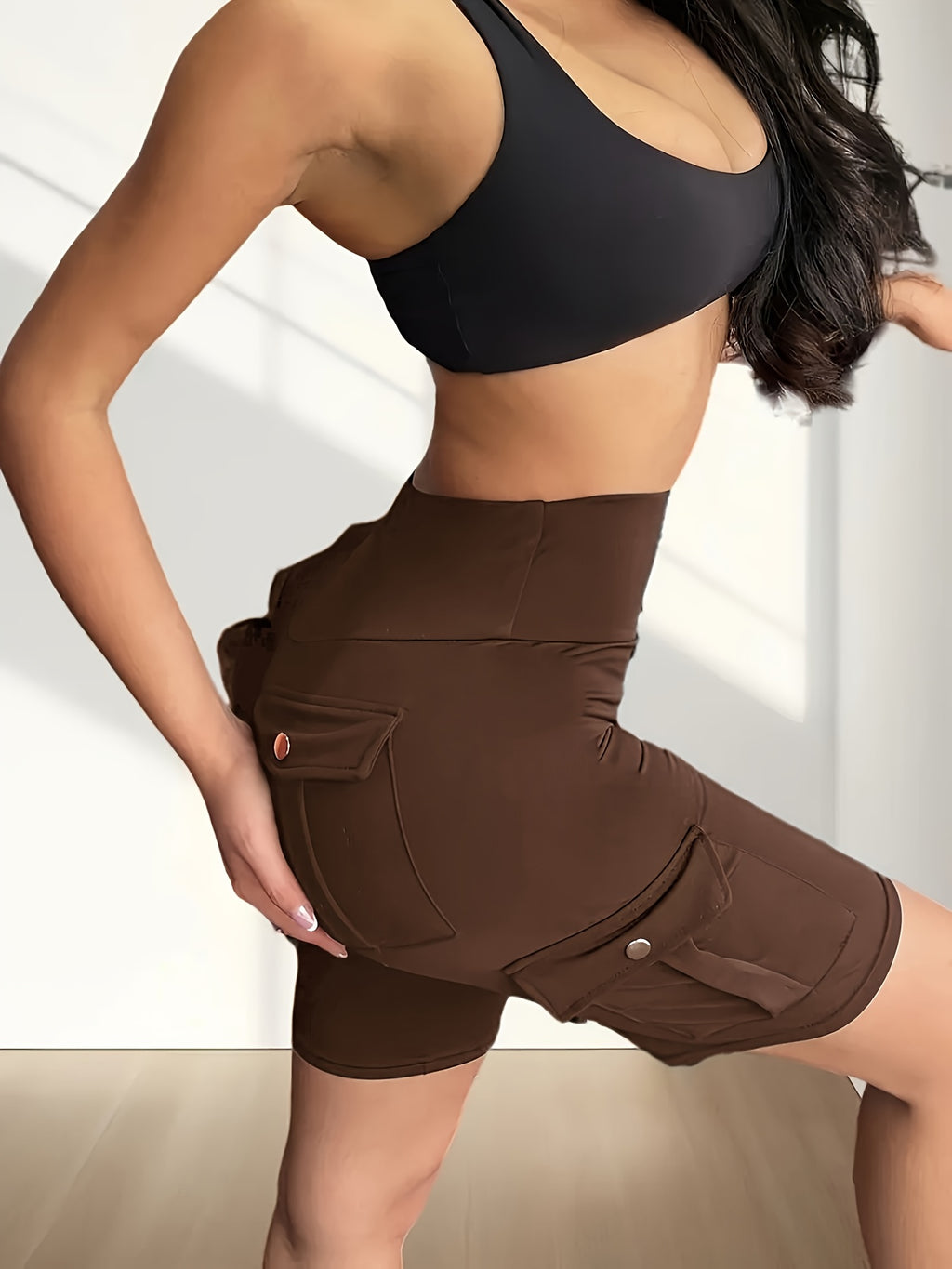 High Waist Yoga Shorts for Women with Pocket Athletic Sports Workout Running Shorts Soft Stretch S-XXL